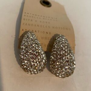 Anthropologie Pave edition Petra Drop Crystal Earrings SILVER or BLACK NWT